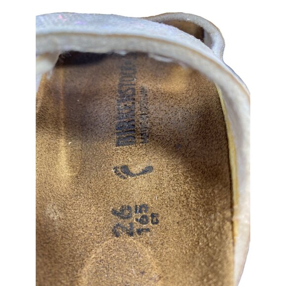 Birkenstock Kids Silver Holographic Arizona Double-Buckle Sandals Size 26 US 8 - Picture 4 of 9